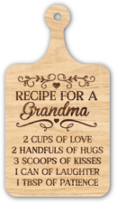Recipe for a grandma, love, laughter, chopping board design for grandmother - free svg file for members