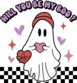 Will you be my boo? ghost holding heart, valentine's day message card - free svg file for members