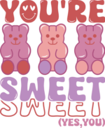 You're sweet, yes, you, echo text, teddy bear, valentine's day gift - free svg file for members