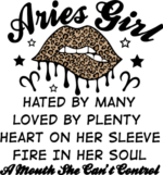 Aries girl, hated by many, loved by plenty free svg file for members, drippy lips, zodiac hoodie design