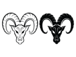 Ram head with long horns free svg file for members, aries vector image, zodiac symbol svg