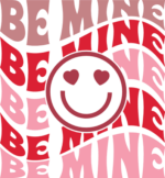 Be mine, echo stacked wavy text free svg file for members, smiley emoji, valentine's day gift