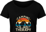 Camping is my therapy free svg file for members, sunset, tent, trees, camper tshirt design