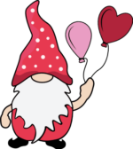 Gnome holding heart balloons free svg file for members, valentine's day svg decoration