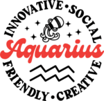 Aquarius, innovative, social, friendly, creative free svg file for members, circle made of words, birthday gift