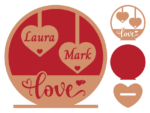 Personalized Valentines day svg gift, love stand with hearts, editable names - free svg for members
