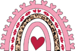 Hearts Rainbow free svg file for members, leopard skin design, Valentine's day svg decoration