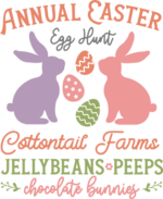 Annual Easter egg hunt cottontail farms free svg file for members, jellybeans, peeps, chocolate bunnies, Easter svg decor