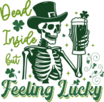Dead inside but feeling lucky free svg file for members, skeleton holding beer, svg for t-shirt