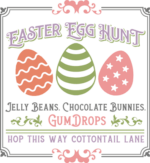 Easter egg hunt, jelly beans, chocolate bunnies, gumdrops free svg file for members, Rustic Easter poster