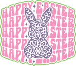 Happy Easter, echo stacked text free svg file for members, leopard print bunny, sweatshirt design