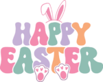 Happy Easter sign free svg file for members, bunny ears and feets