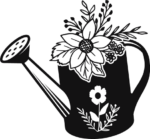 Floral watering can free svg file for members, gardening vector image