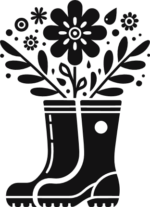 Gardening boots and flowers free svg file for members, vector image, decal