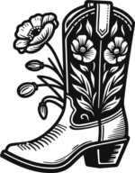 Wild west boot and poppy flowers free svg file for members, vector image, decoration