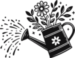 Floral watering can sprinkling water free svg file for members, gardening vector image