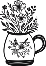 Blooming flowers growing out of a pitcher free svg file for members, gardening vector image