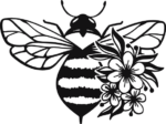 Floral honey bee free svg file for members, boho art, decal