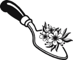 Floral shovel free svg file for members, gardening decor, vector image