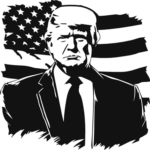 Donald Trum and distressed USA Flag free svg file for members, Political vector image for t-shirt