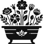 Planter Box and flowers blooming free svg file for members, gardening vector image