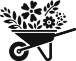 Flowers and wheel barrow free svg file for members, gardening vector image