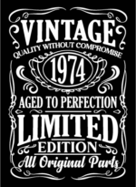 Vintage 1974, aged to perfection, free svg file for members, Personalized whiskey label