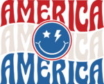 Echo stacked text America sign and winking smiley free svg file for members, emoji, shirt design