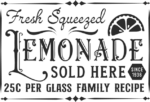 Fresh squeezed lemonade sold here free svg file for members, farmhouse sign