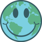 Happy face Earth planet emoji free svg file for members, earth day decor, decal