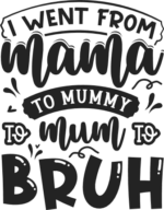I went from mama to mummy to mum to bruh free svg file for members, funny tee design
