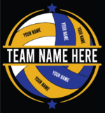 Volleyball ball split frame and custom player names free svg file for members, team mascot t-shirt design