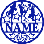 Volleyball girls players, custom name frame free svg file for members, sports vector image