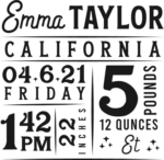 Baby birth stats, Personalized Baby Announcement Sign free svg file for members