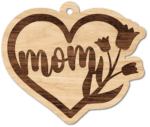 Mom sign, floral heart laser cut free svg file for members, mother's day gift, keychain design