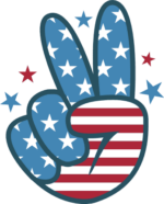 Peace fingers symbol, America flag print free svg file for members, 4th of july t-shirt design