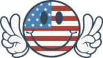 USA Flag smiley emoji and peace sign free svg file for members, 4th of july decorative element, clipart image, decal