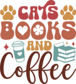 Cats, books and coffee free svg file for members, coffee lover mug design