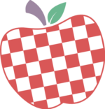 Checkered print apple free svg file for members, school clipart image, Decorative element
