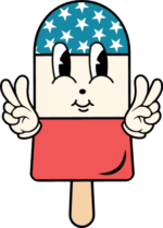 Ice cream smiley with USA flag colors and hands in peace symbol free svg file for members, 4th of july vector image