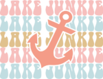 Lake junkie, echo stacked text, anchor free svg file for members, summer vacay hoodie design
