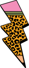 Leopard print lightning shape pencil free svg file for members, clipart image, school, decor