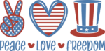 Peace, love, freedom sign free svg file for members, 4th of july svg for tshirt
