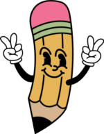 Pencil Smiley Face with hands in peace symbol free svg file for members, school vector image