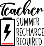 Teacher summer recharge required free svg file for members, last day of school