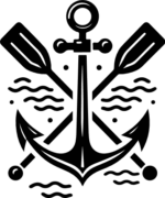 Anchor and crossed paddles silhouette free svg file for members, cruising svg, decorative element