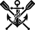Anchor, rope and crossed paddles silhouette free svg file for members, cruising svg, decorative element