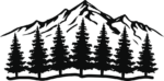 Spruce trees and mountains behind free svg file for members, camping vector image, decorative element