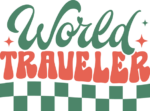 World traveler free svg file for members, checkered design, traveling sweatshirt design